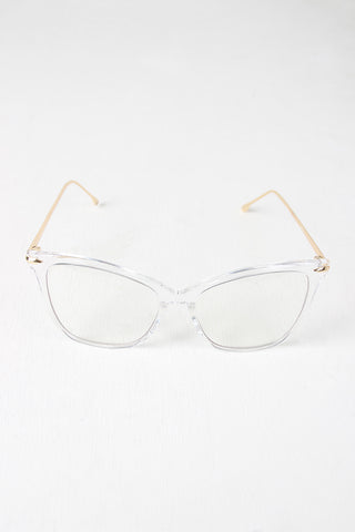 Clear Lense Slight Cat Eye Sunglasses