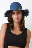 Frayed Raw Edge Denim Fedora