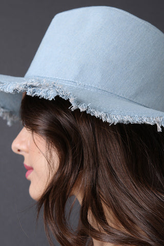 Frayed Raw Edge Denim Fedora