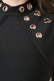 Eyelets Mock Neck Bandage Dress