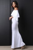 Off-The-Shoulder Tiered Ruffle Maxi Mermaid Dress