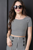 Vertical Stripe Scoop Neck Crop Top