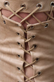 Lace-Up Vegan Suede Legging Pants