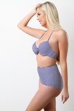 Pinstripe Halter Tie High Waist Bikini Set