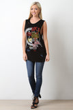 Distressed Rock Graphic Muscle Tank Top