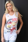Distressed Rock Graphic Muscle Tank Top