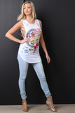Distressed Rock Graphic Muscle Tank Top