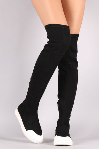 Wild Diva Lounge Suede Over-The-Knee Sneaker Boots