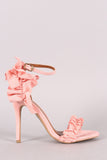 Shoe Republic LA Suede Ruffle-Trimmed Ankle Strap Heel