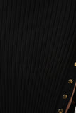 High Waisted Ribbed Knit Button-Up Midi Skirt
