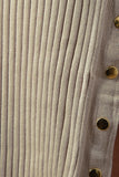 High Waisted Ribbed Knit Button-Up Midi Skirt