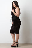 Velvet Sleeveless Lace Corset Midi Dress
