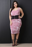 Velvet Sleeveless Lace Corset Midi Dress