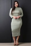 Simple High Waisted Stretchy Midi Pencil Skirt