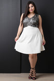 Lace Bodice Sleeveless Fit And Flare Dress