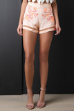 Floral Caged Hem Shorts