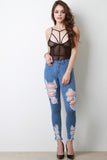 Distress Unfinished Hem Skinny Jeans