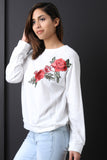 Embroidered Rosette Patch Sweatshirt