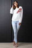 Embroidered Rosette Patch Sweatshirt