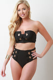 Eyelet Bandage Two Piece High Waisted Bikini Set
