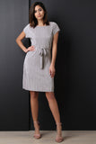 Micro Pleated Waist Tied Dress