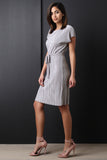 Micro Pleated Waist Tied Dress
