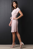 Micro Pleated Waist Tied Dress