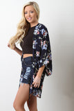 Textured Floral Open Front Kimono