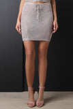 Metallic Loose Knit Mini Skirt