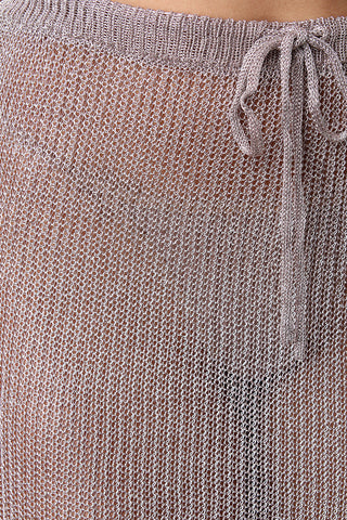 Metallic Loose Knit Mini Skirt