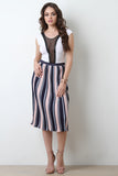 Multi-Colored Accordion Pleat High Waist Skirt