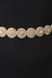 Circular Rhinestone Self-Tie Ribbon Belt