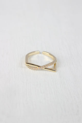 Rhinestone Accent Bar Ring