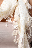 Floral Lace Dangling Trim Taper Scarf