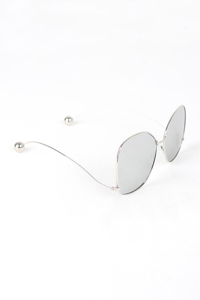 Delicate Arms Ball Accent Mirrored Sunglasses