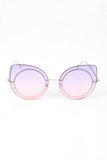 Sculpted Mirrored Cat Eye Round Sunglasses