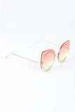 Sculpted Mirrored Cat Eye Round Sunglasses