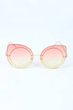 Sculpted Mirrored Cat Eye Round Sunglasses