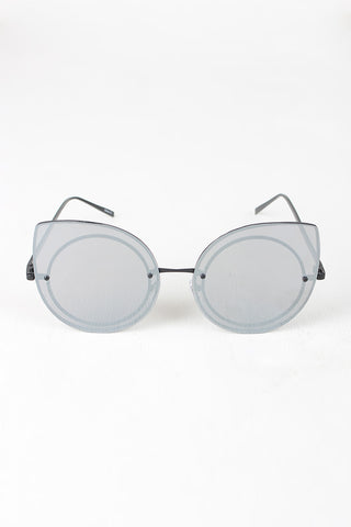 Mirrored Cat Eye Round Sunglasses