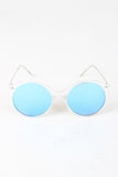 Clear Frame Round Mirrored Sunglasses