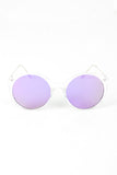 Clear Frame Round Mirrored Sunglasses