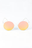 Clear Frame Round Mirrored Sunglasses