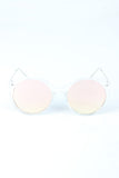 Clear Frame Round Mirrored Sunglasses