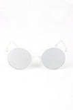Clear Frame Round Mirrored Sunglasses