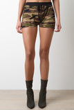 Distress Camouflage Jersey Knit Shorts