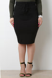 High Waisted Corset Lace-Up Midi Skirt