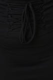 High Waisted Corset Lace-Up Midi Skirt