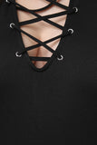 Mock Chocker Corset Yoke Distressed Dress