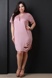 Mock Chocker Corset Yoke Distressed Dress