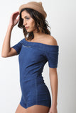 Fold Over Bardot Denim Romper